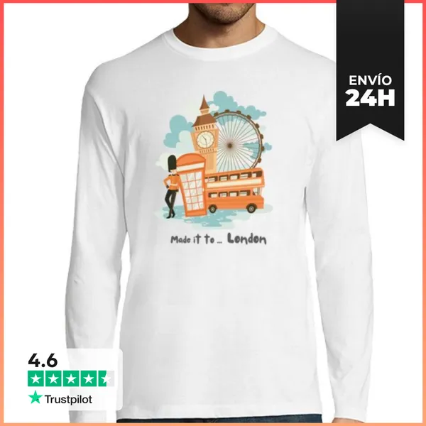 Camiseta Hombre Manga Larga Llegó A Londres Amante De Los Viajes