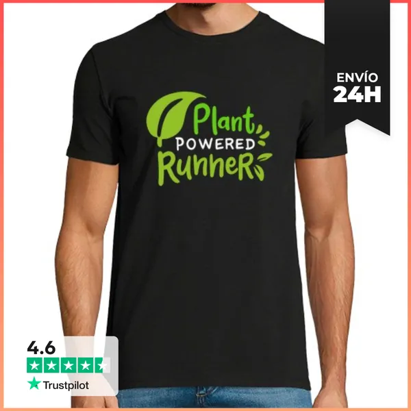 Camiseta Hombre Clásica Vegan Plant Powered Runner LaTostadora