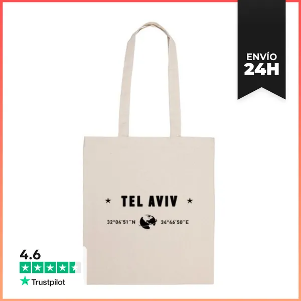 Bolsa De Tela Tel Aviv Coordenadas GPS Estilo Urbano LaTostadora