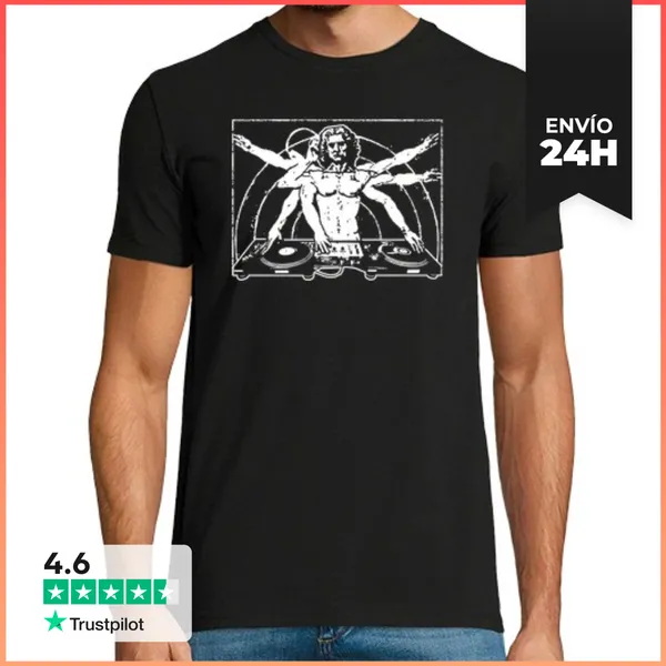 Camiseta Hombre Clásica Hombre De Vitruvio DJ LaTostadora