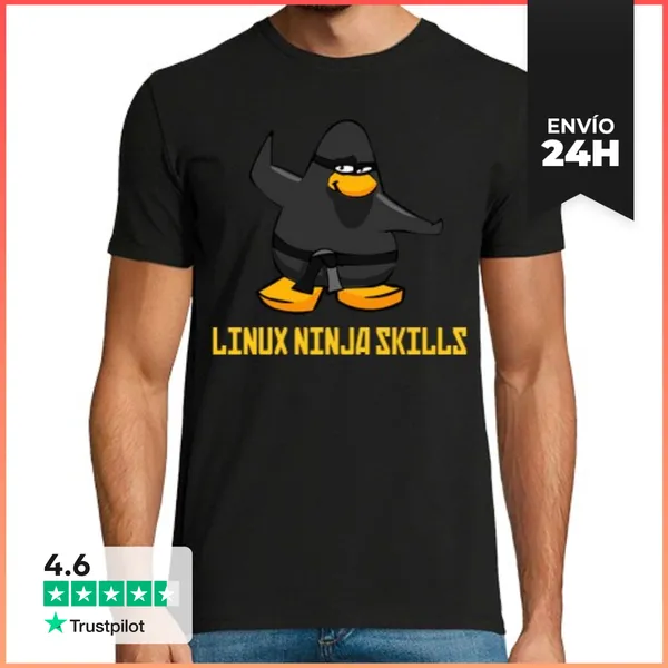 Camiseta Hombre Clásica Linux Ninja Skills LaTostadora