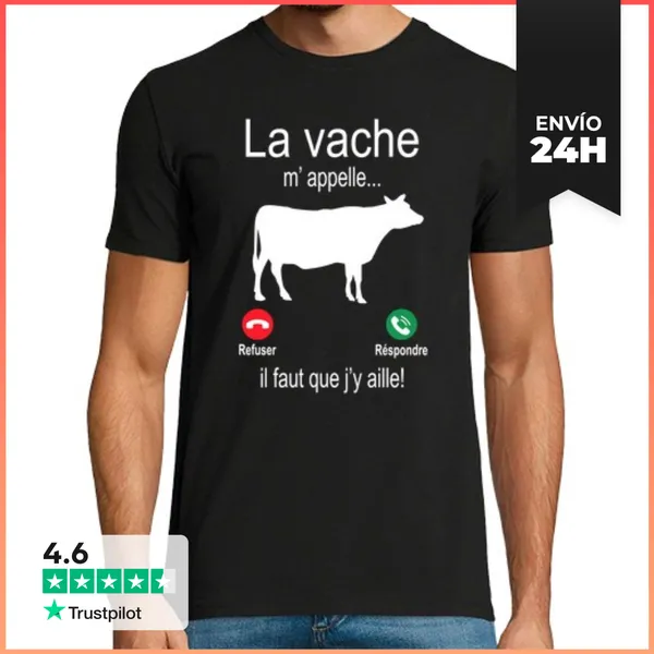 Camiseta Hombre Clásica La Vaca Me Llama Debo Ir A La Pantalla