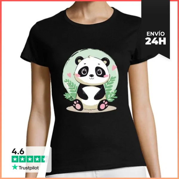 Camiseta Mujer Clásica Panda Kawaii LaTostadora