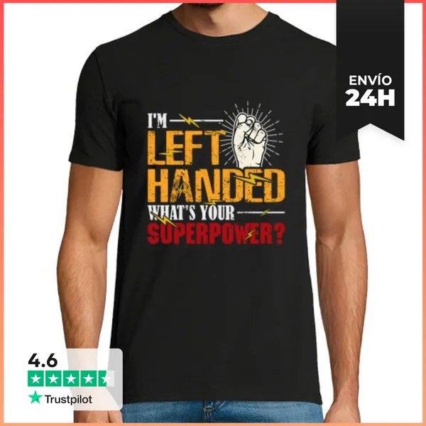 Camiseta Hombre Clásica Soy Zurdo ¿cuál Es Tu Superpoder?