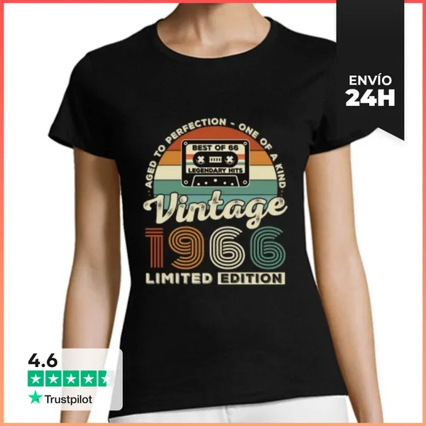 Camiseta Mujer Clásica 60 Cumpleaños 60 Años Vintage 1966