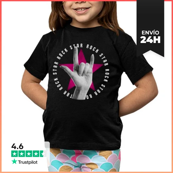 Camiseta Clásica Para Niños ROCK STAR BLANCO LaTostadora