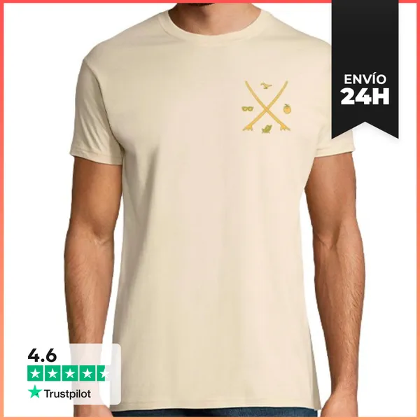 Camiseta Hombre Clásica Camiseta Tropical Surf, Playa Y Verano