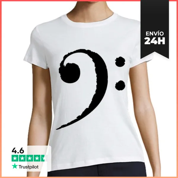 Camiseta Mujer Clásica Clave De Fa Negro LaTostadora