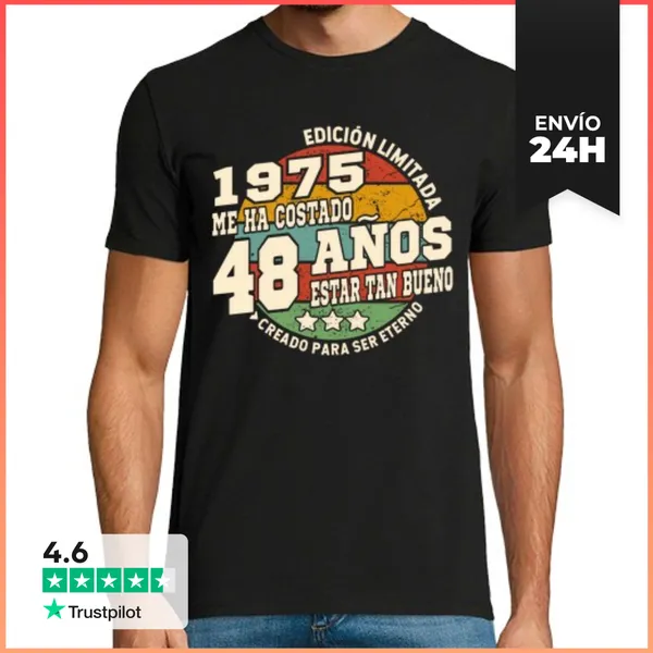 Camiseta Hombre Clásica 48 Años Estar Tan Bueno 1975 Cumpleaños