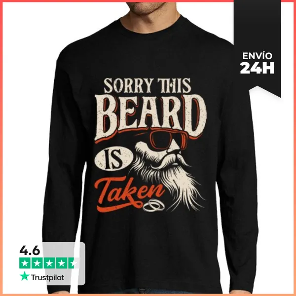 Camiseta Hombre Manga Larga Lo Siento Barba Ocupada Humor