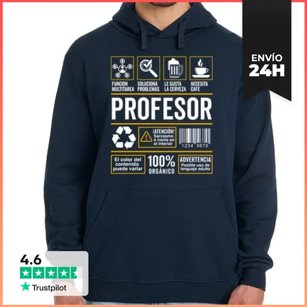 Sudadera Unisex Con Capucha Etiqueta Trabajo Profesión Profesor
