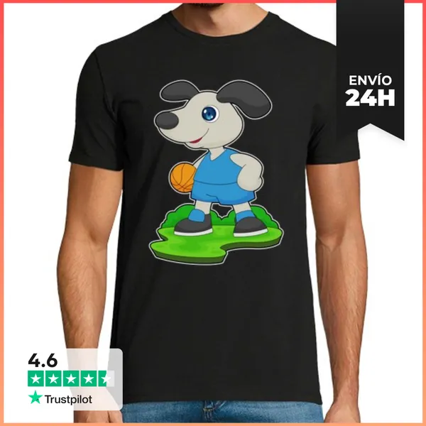 Camiseta Hombre Clásica Perro Jugador De Baloncesto Baloncesto