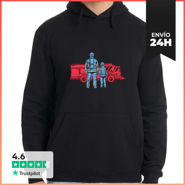 Sudadera Unisex Con Capucha Bombero Padre E Hijo Dia Del Padre