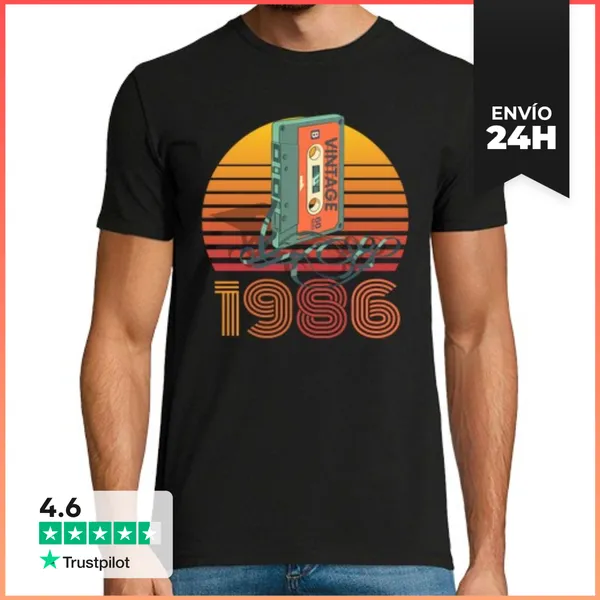 Camiseta Hombre Clásica Casete De Audio Vintage 1986 LaTostadora
