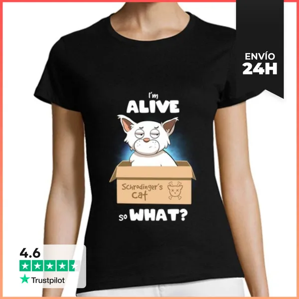Camiseta Mujer Clásica Gato Schrodinger LaTostadora