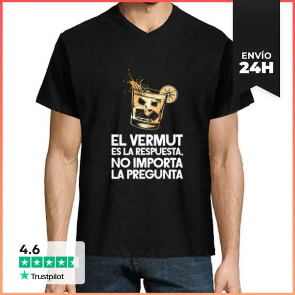 Camiseta Hombre, Cuello Pico El Vermut Es La Respuesta