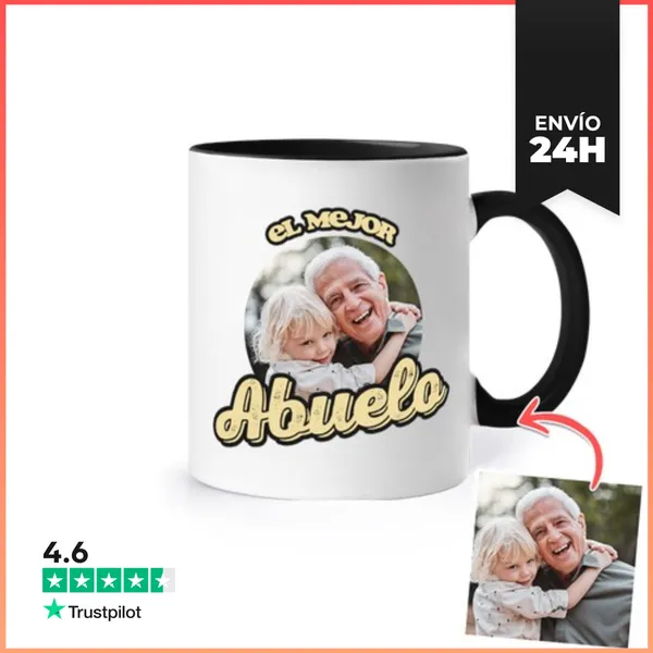 Taza De Colores Taza El Mejor Abuelo Con Foto Personalizable
