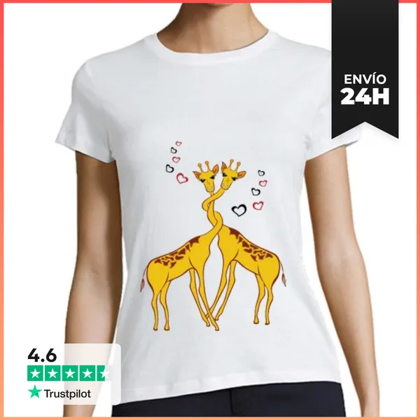 Camiseta Mujer Clásica Jirafas Abrazadas LaTostadora