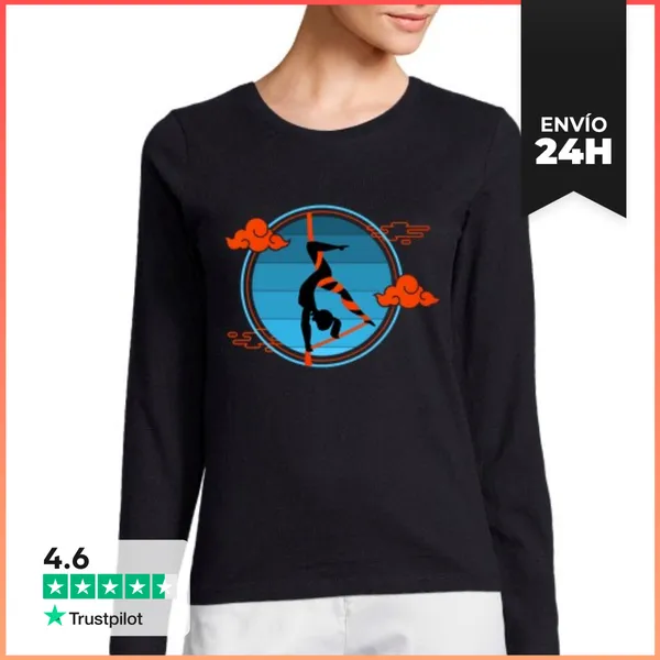 Camiseta Mujer Manga Larga Danza Aérea Danza Aérea Yoga Aéreo
