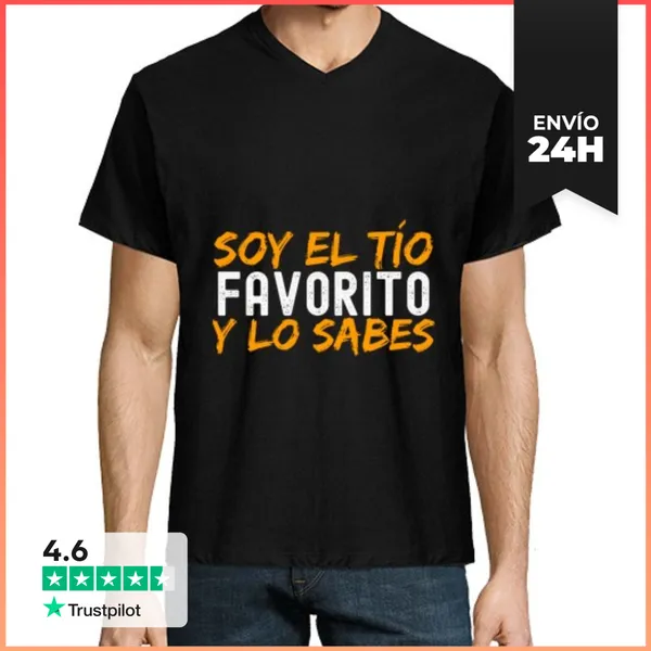 Camiseta Hombre, Cuello Pico Soy El Tio Favorito Regalo Para Tio
