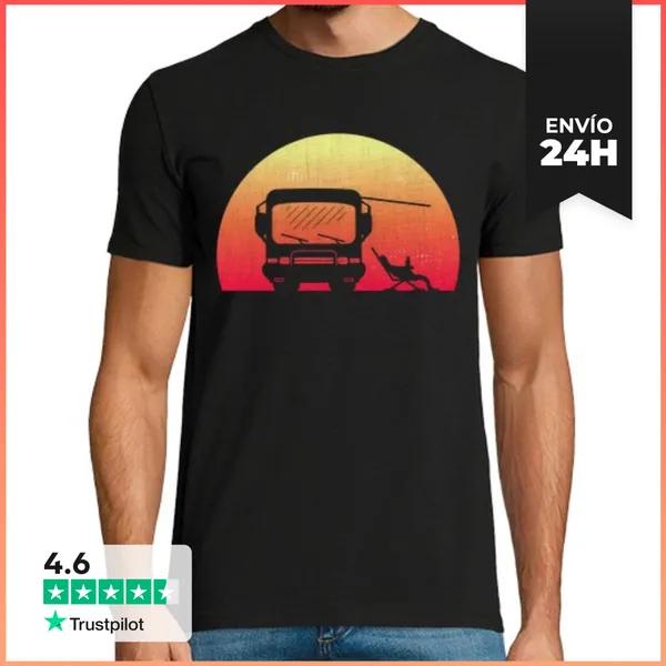Camiseta Hombre Clásica Autocaravana Clásica Al Atardecer Regal