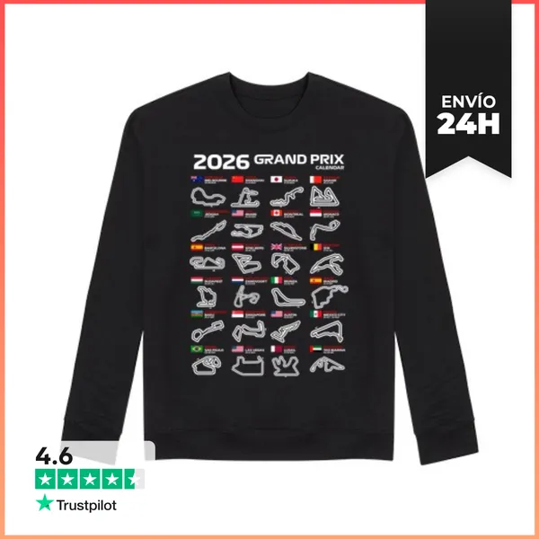Sudadera Unisex F1 CALENDARIO CIRCUITOS GRANDES PREMIOS FECHAS