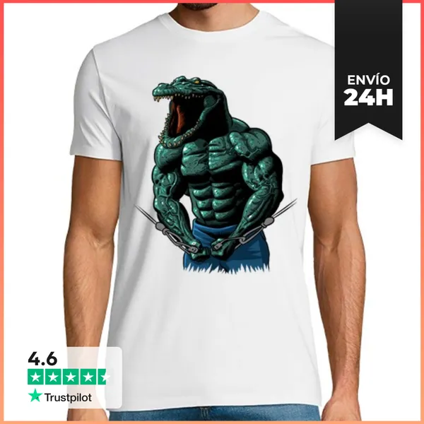 Camiseta Hombre Clásica Cocodrilo Culturista LaTostadora