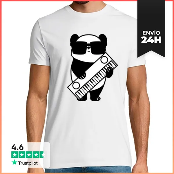 Camiseta Hombre Clásica Sintetizador Teclado Instrumento Panda