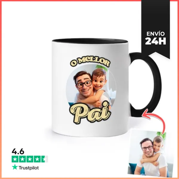 Taza De Colores Efecto Animación 3D O Mellor Pai Foto