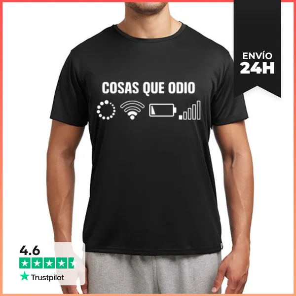 Camiseta Deportiva Hombre Cosas Que Odio Cargador Informática