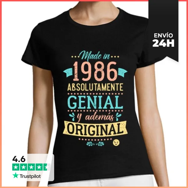 Camiseta Mujer Clásica Made In 1986 Absolutamente Genial...