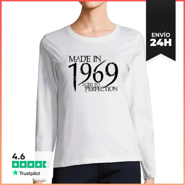 Camiseta Mujer Manga Larga 1969 Northwood Negro LaTostadora