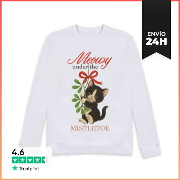 Sudadera Unisex MEOWY UNDER THE MISTLETOE XMAS CAT LaTostadora
