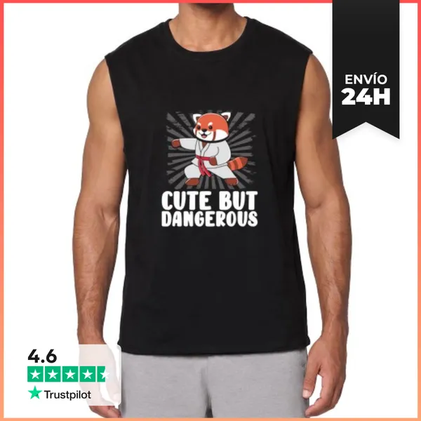Camiseta Sin Mangas Panda De Karate Rojo Dulce LaTostadora