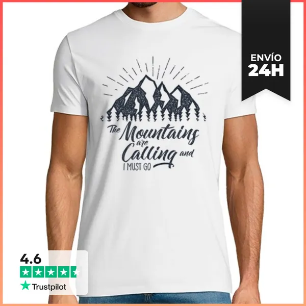 Camiseta Hombre Clásica Camiseta Montañas Retro Estilo Vintage
