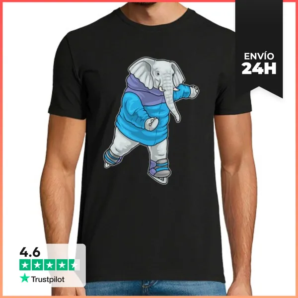 Camiseta Hombre Clásica Patinaje Sobre Hielo Con Elefantes