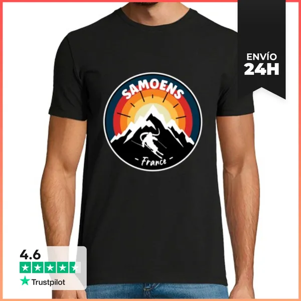 Camiseta Hombre Clásica Esquiar En Samoens Francia Vintage