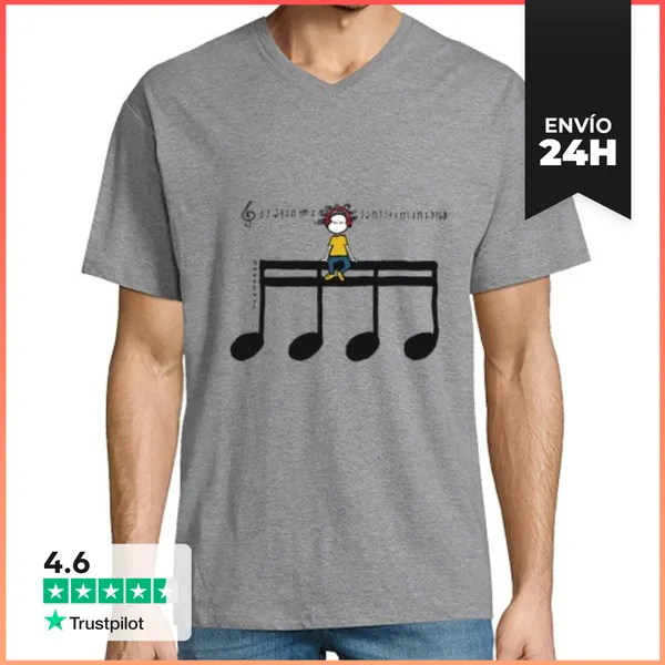 Camiseta Hombre, Cuello Pico Hombre, Manga Corta Cuello Pico