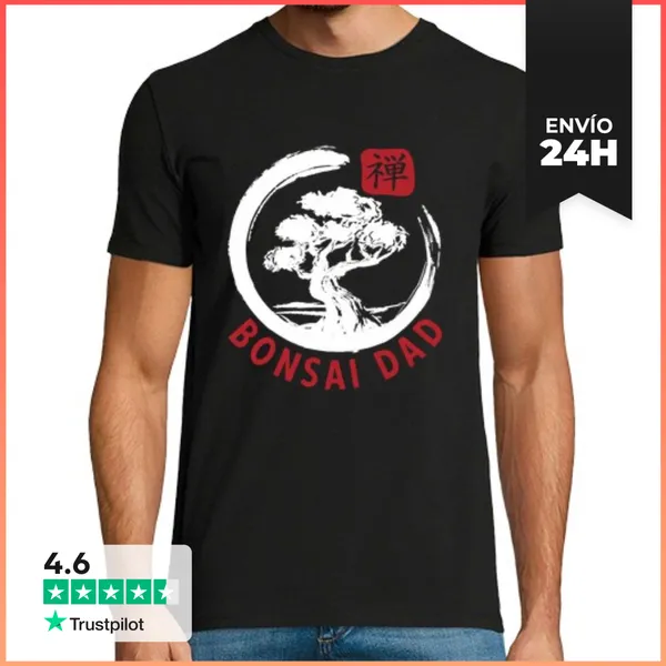 Camiseta Hombre Clásica Bonsai Papá Jardinero Tradición Japones
