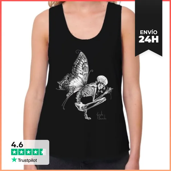 Camiseta Mujer Sin Mangas, Loose Fit Ninfa Calavera, Mujer