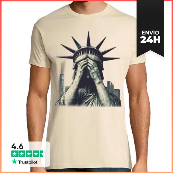 Camiseta Hombre Clásica Estatua De La Libertad Con Vergüenza Y