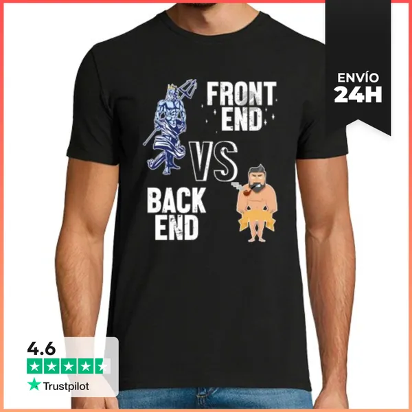 Camiseta Hombre Clásica Backend Vs Frontend Desarrollador