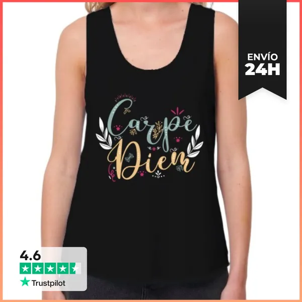 Camiseta Mujer Sin Mangas, Loose Fit Carpe Diem LaTostadora