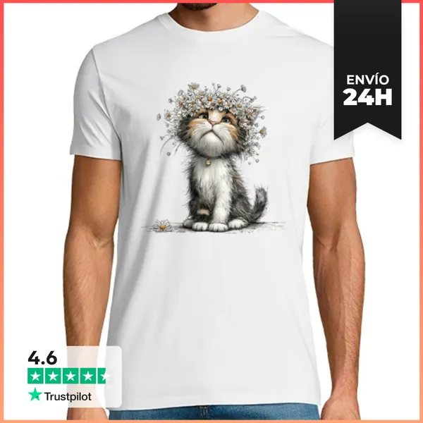 Camiseta Hombre Clásica Gato Divertido LaTostadora