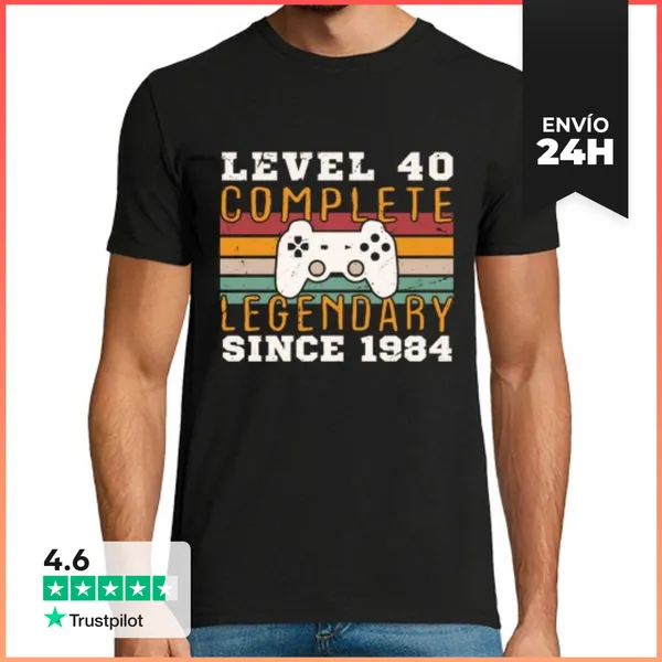 Camiseta Hombre Clásica Nivel 40 Completo 1984 Aniversario