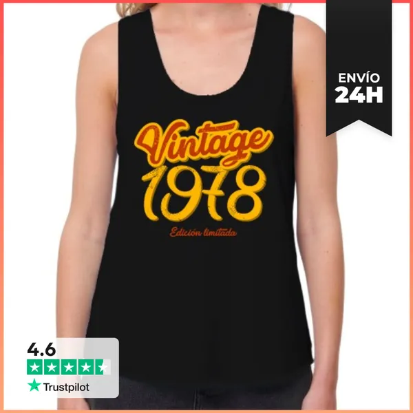 Camiseta Mujer Sin Mangas, Loose Fit Vintage 1978, 47 Años