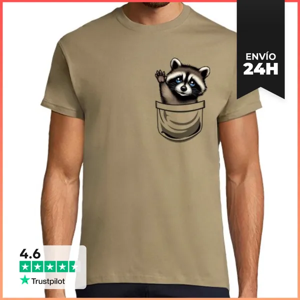 Camiseta Hombre Clásica Mapache Pedro LaTostadora