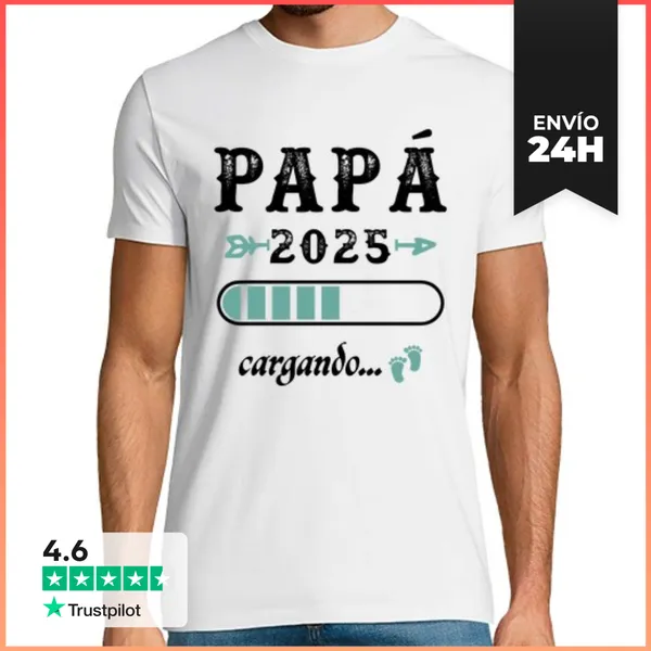 Camiseta Hombre Clásica Papá 2025 Cargando Futuro Padre