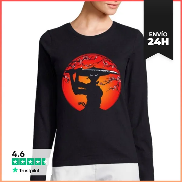 Camiseta Mujer Manga Larga Chica Samurái LaTostadora