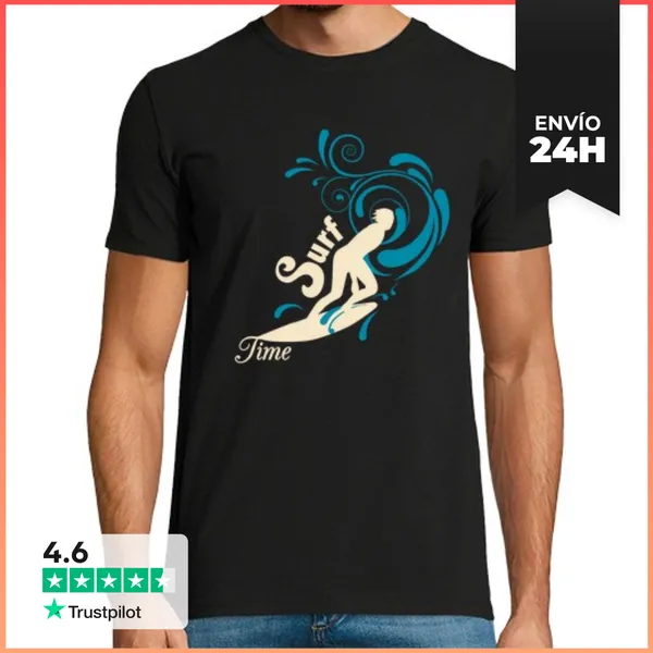Camiseta Hombre Clásica Surf Beige Vague Bleue LaTostadora